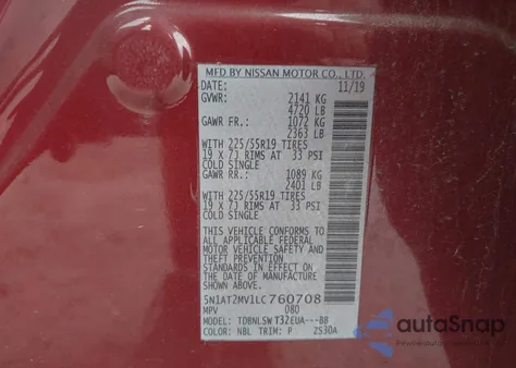 2020 Nissan Rogue Sl Intelligent Awd from USA, damaged, VIN 5N1AT2MV1LC760708